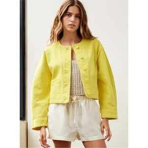 Le Fou Wilfred Chiana Bright Puffy Sleeve Yellow Cropped Light Cocoon Jacket